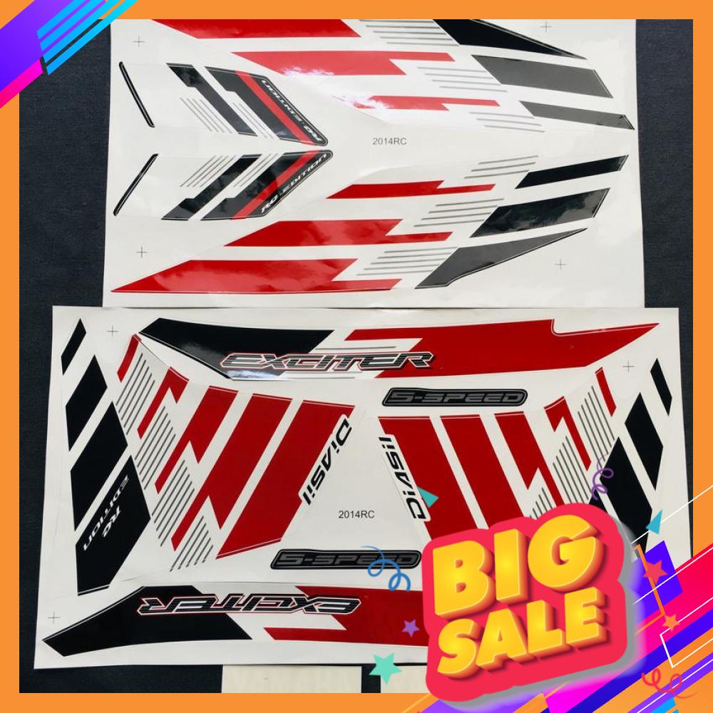 [EXCITER 135 2014 RC] BỘ TEM RỜI, DECAL, TEM ZIN, TEM DÁN FULL XE, TEM 3 LỚP  CHO EXCITER RC 135CC ZIN ĐỜI 2014 (MÀU ĐỎ TRẮNG)