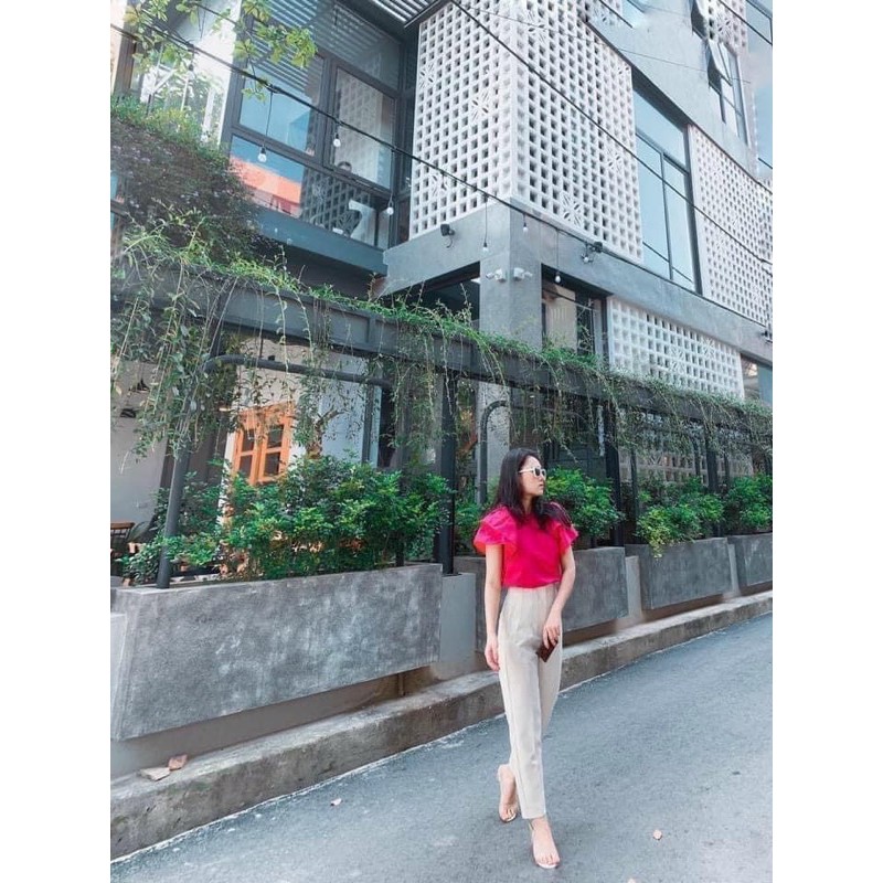 Quần baggy nữ lưng cao ZENA vải ruby công sở Hàn Quốc Q042