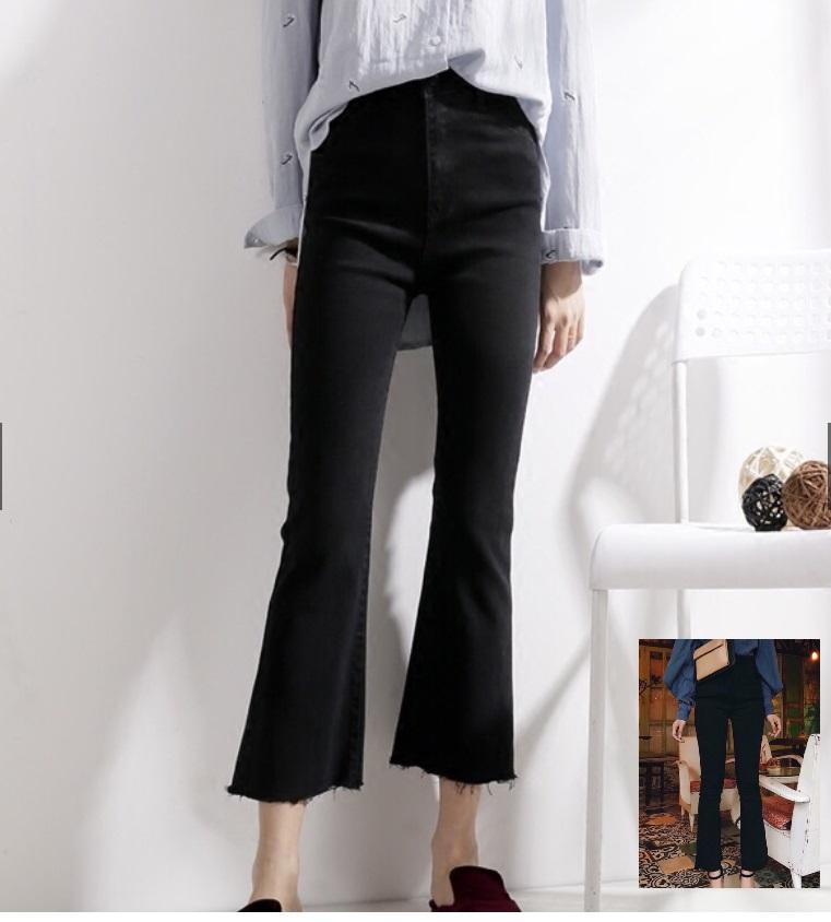 QUẦN JEAN NỮ ỐNG LOE ĐEN f1n