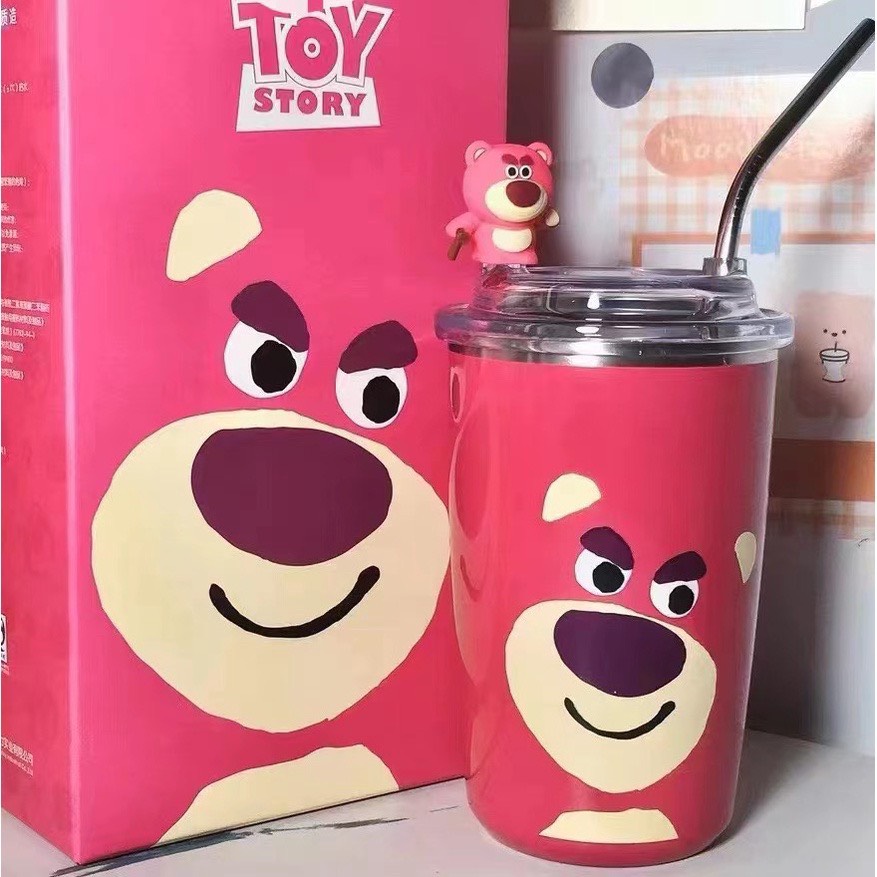 Ly giữ nhiệt gấu dâu Losto TOY STORY lõi inox 304 kèm sticker 3D và ống hút - Bình nước giữ nhiệt gấu dâu Disney, ly giữ nhiệt, ly đựng nước, ly gấu dâu, bình nước, bình đựng nước, bình , ly nước, ly đựng nước giữ nhiệt