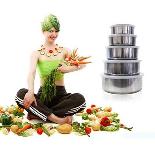 Bộ 5 bát lạnh có nắp  đậy inox - 99887