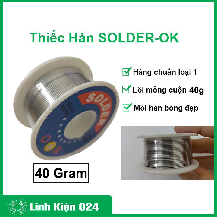 Thiếc hàn Solder OK đường kính 0.8mm 40g/100g