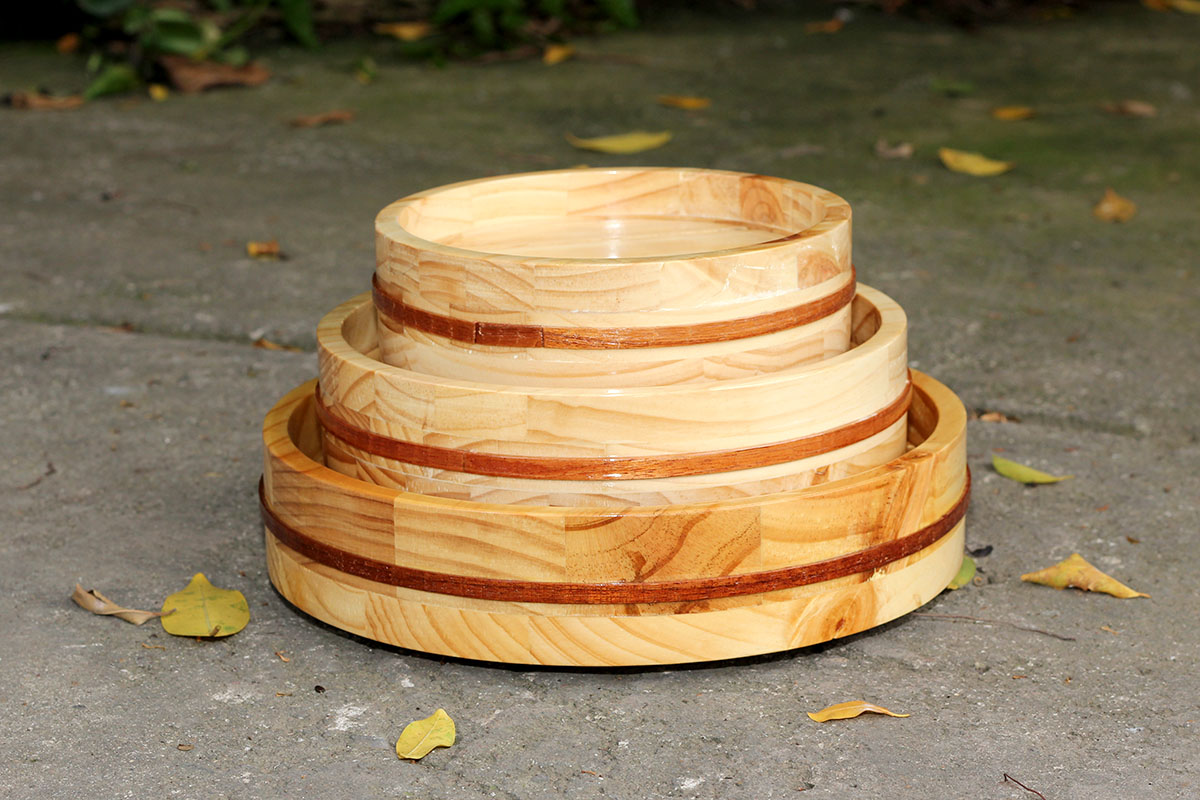 Khay tròn gỗ sushi sashimi trang trí decor thố gỗ 20cm