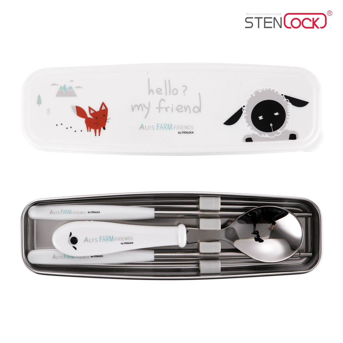 Bộ muỗng đũa tập ăn cho bé STENLOCK (Chính hãng Hàn Quốc)