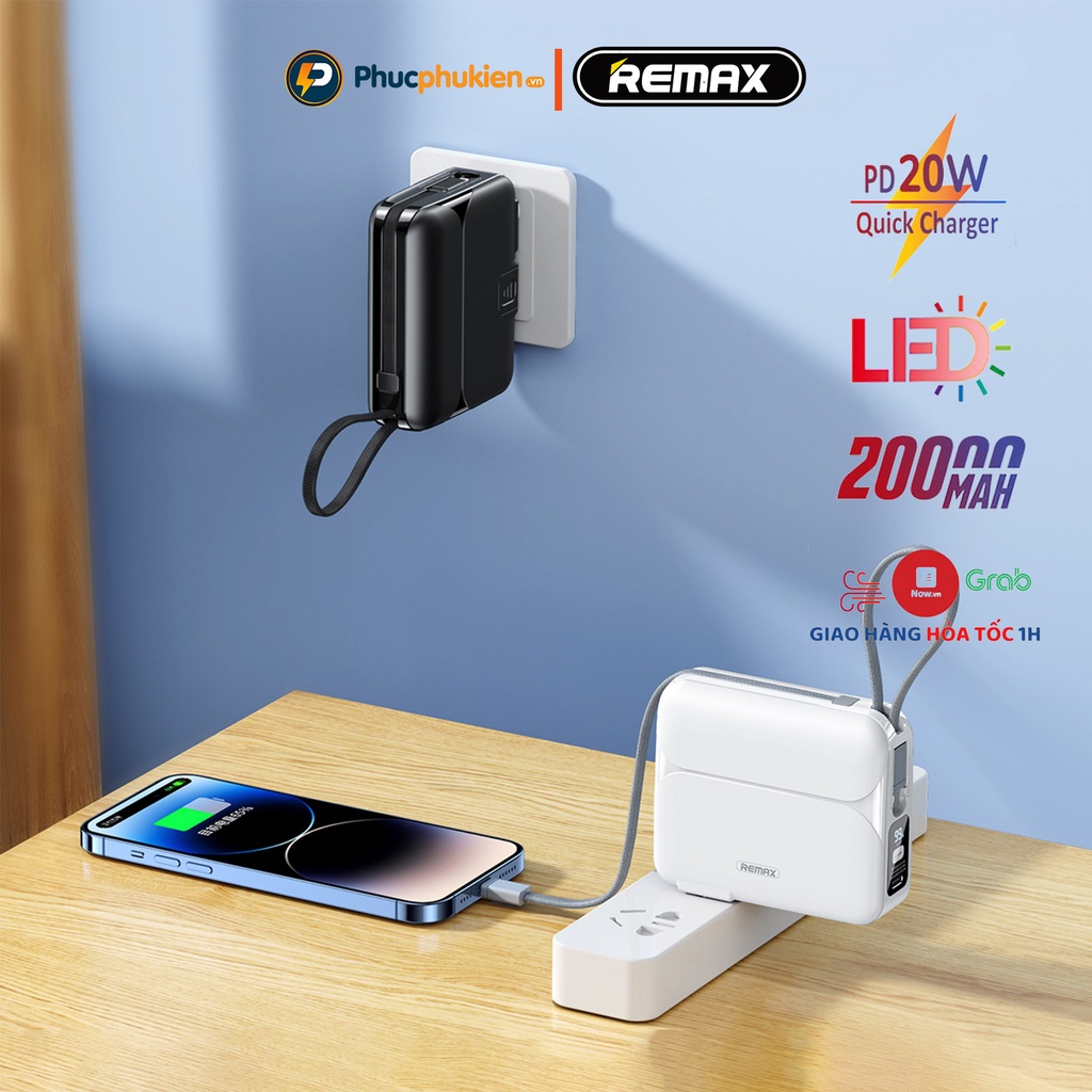 Củ sạc kiêm sạc dự phòng đa năng 3in1 20000mAh Remax RPP-553 Sản phẩm nhỏ gọn, dung lượng lớn 20.000mAh cùng khả năng sạc nhanh PD 27W mang lại nhiều tiện ích trong quá trình sử dụng.