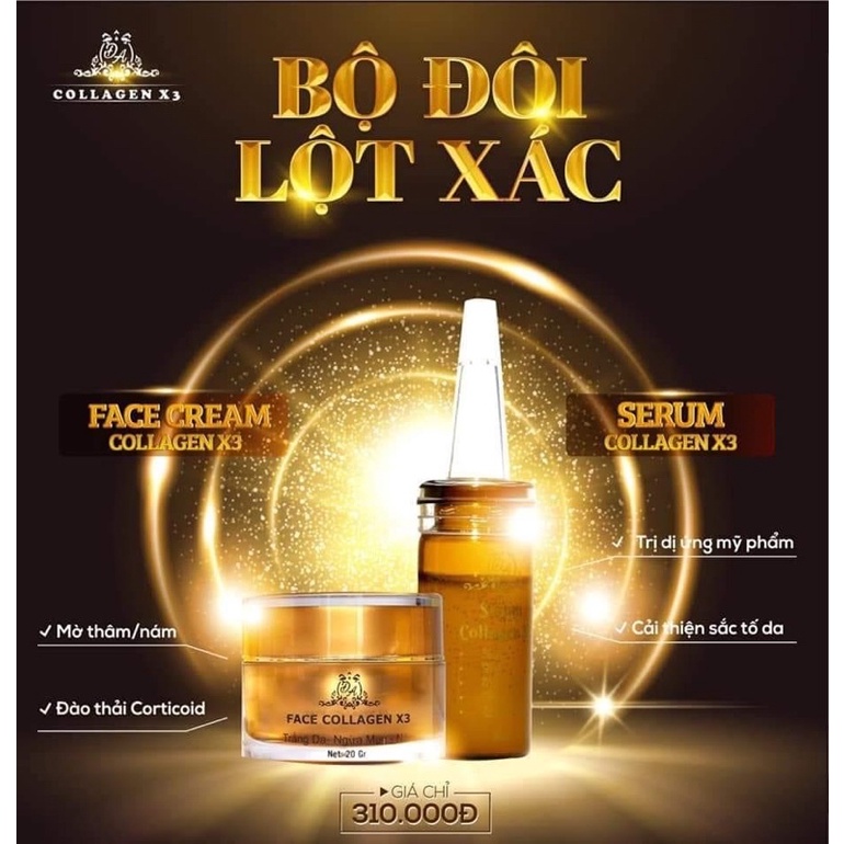 Combo dưỡng da mặt Face Collgen X3 + Serum Collgen X3 Chính Hãng Mỹ Phẩm Đông Anh