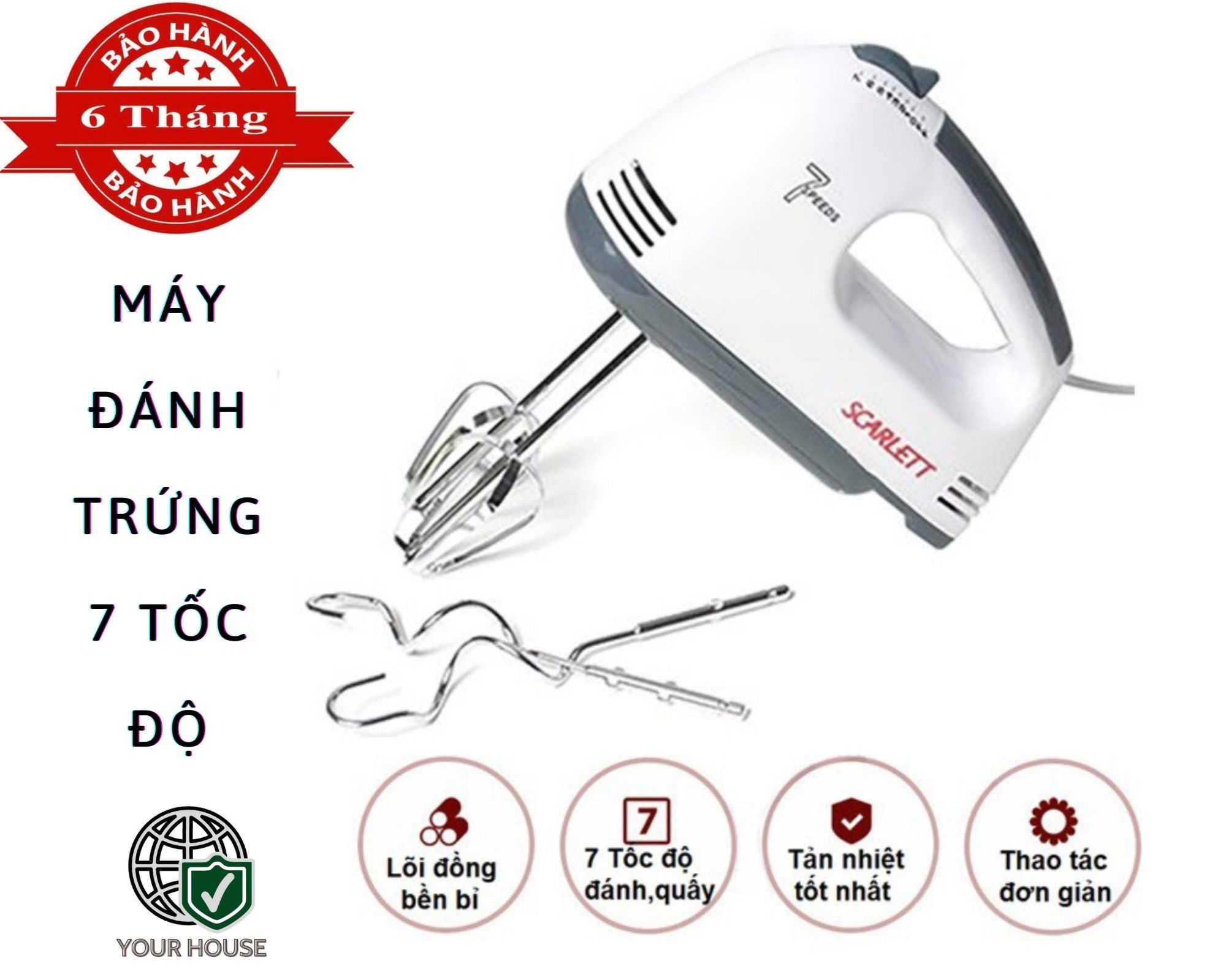 Máy đánh trứng đa năng 7 tốc độ 260w-BẢO HÀNH 12 THÁNG