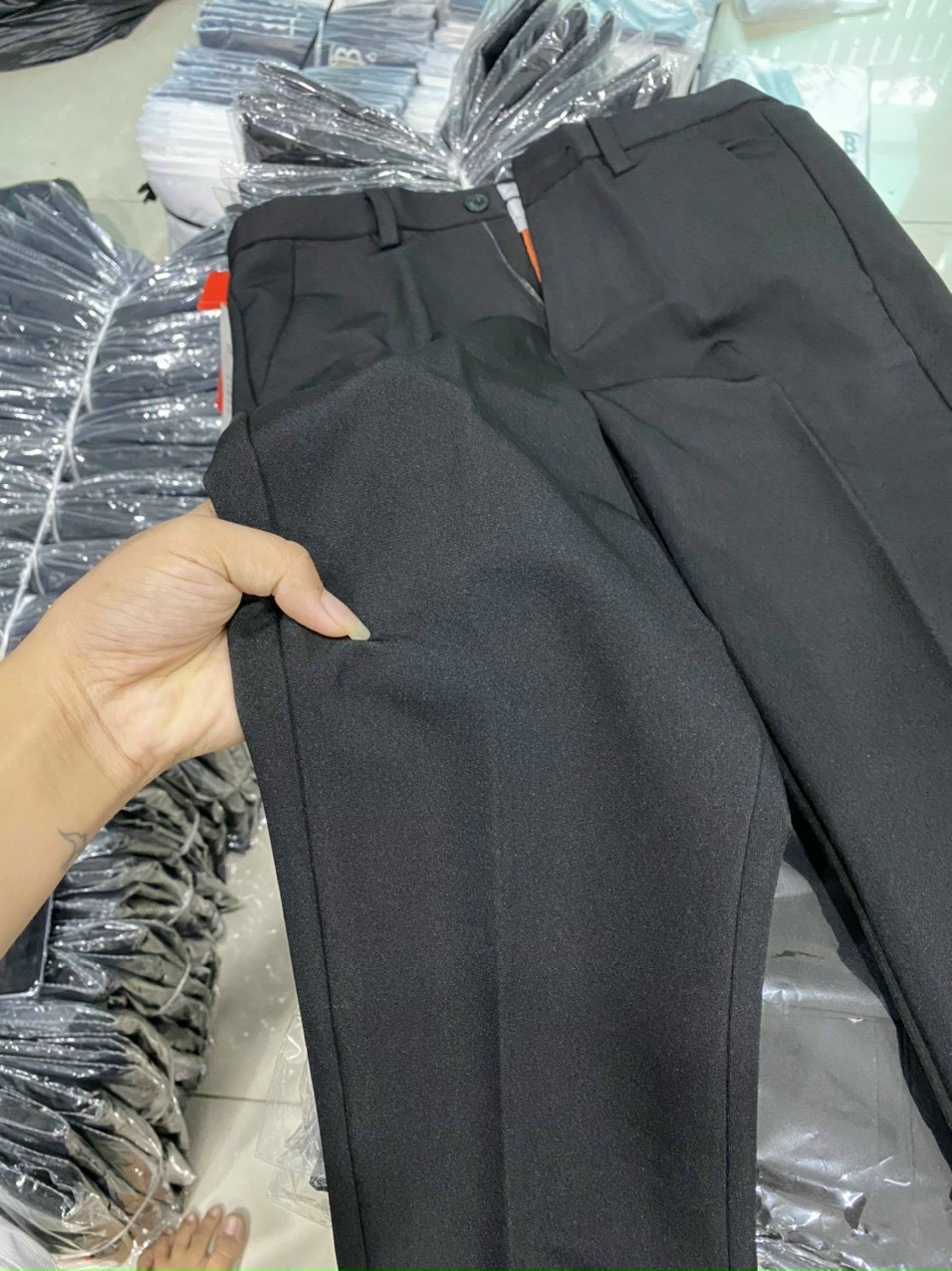 Quần tây âu xịn dài nam chất liệu cotton co giãn 4 chiều tm057