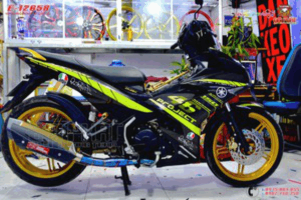 Tem trùm xe exciter 150 đen xanh chuối chế đẹp - Tem dán xe máy exciter 150 theo yêu cầu -tem xe exciter 150 xanh đen rẻ đẹp chất