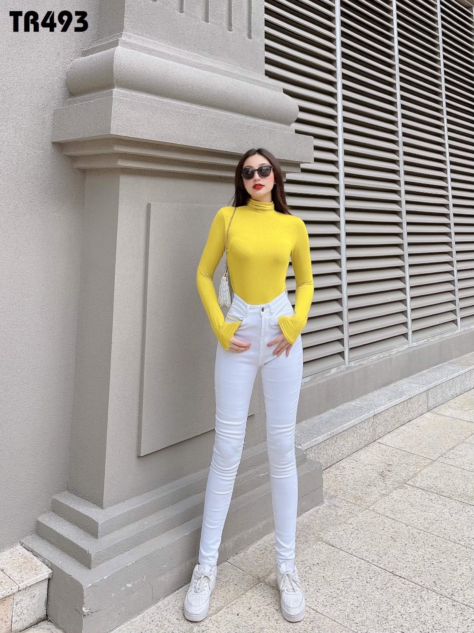 Quần jeans nữ trắng lưng cao tôn dáng cực đẹp