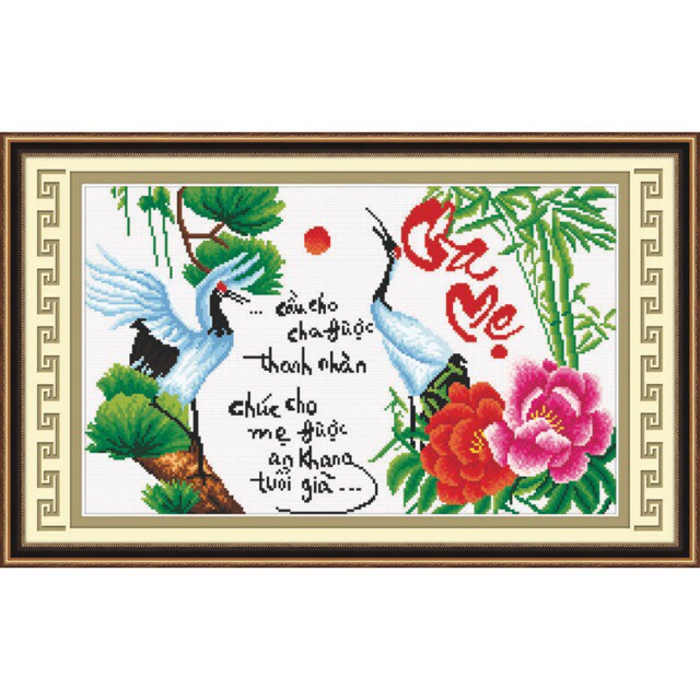 Tranh thêu chữ thập cha mẹ 51419 chưa thêu