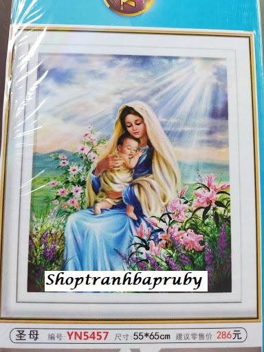 [HCM]Tranh đính đá Đức Mẹ Bồng Con YN5457 kích thước 55 x 65 cm