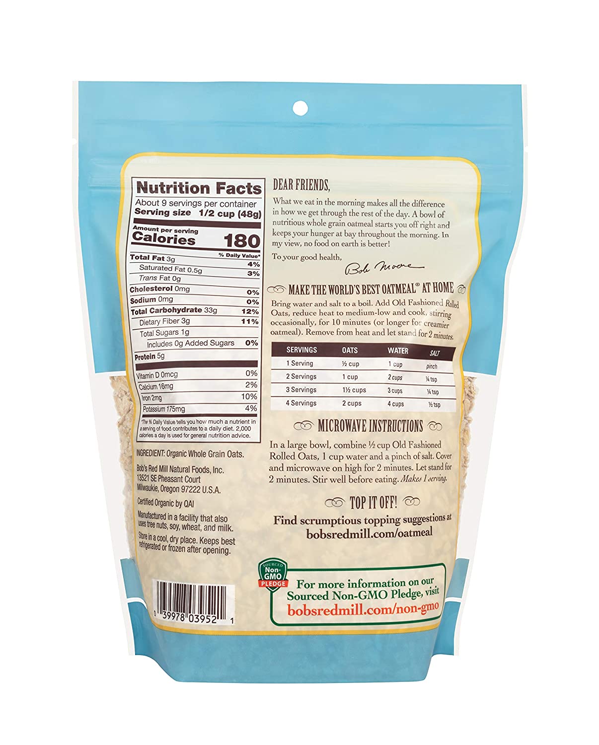 Bob's Red Mill (Organic) Old Fashioned Rolled Oats