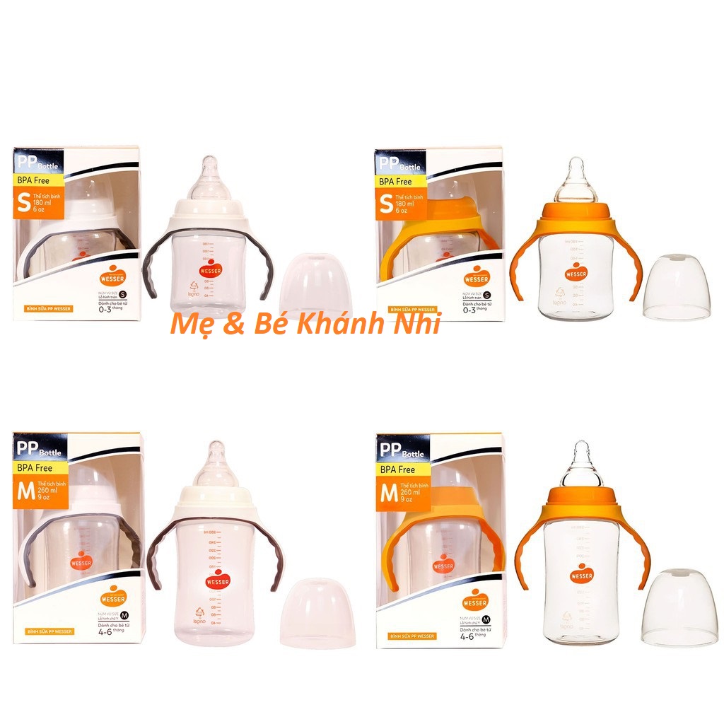 BÌNH SỮA CHO BÉ - BÌNH SỮA WESSER CỔ RỘNG 180ML