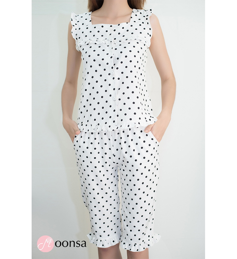 Bộ Đồ Ngủ vải tole Chấm Bi Tròn [Moonsa]
