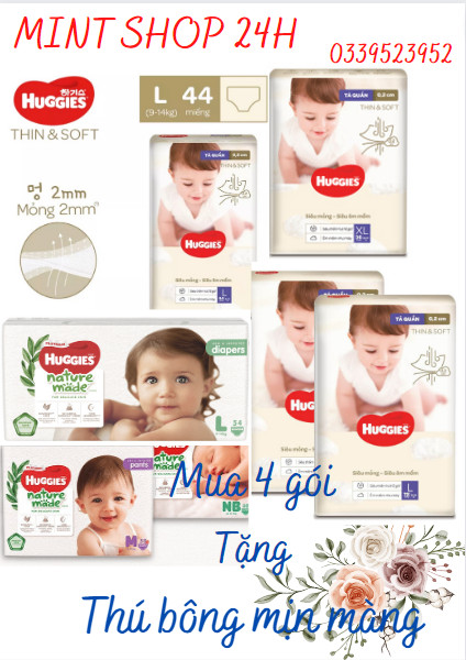 [Tách bịch 10 miếng] Tã dán Huggies thin and soft size L10