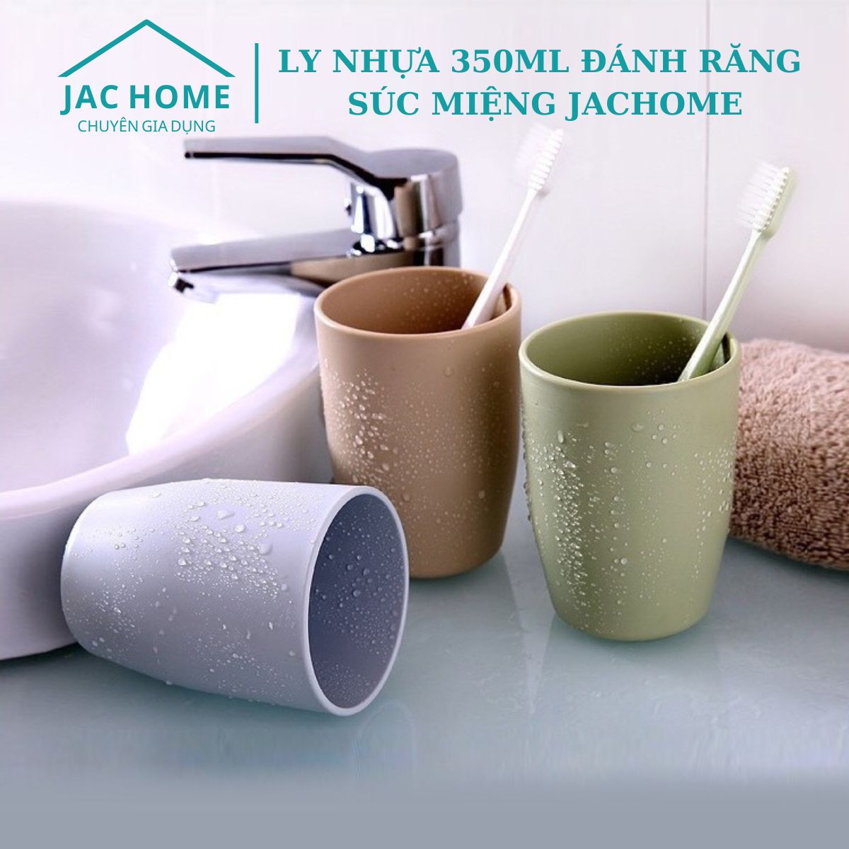 [FREESHIP] Ly nhựa 350ml đánh răng súc miệng JacHome