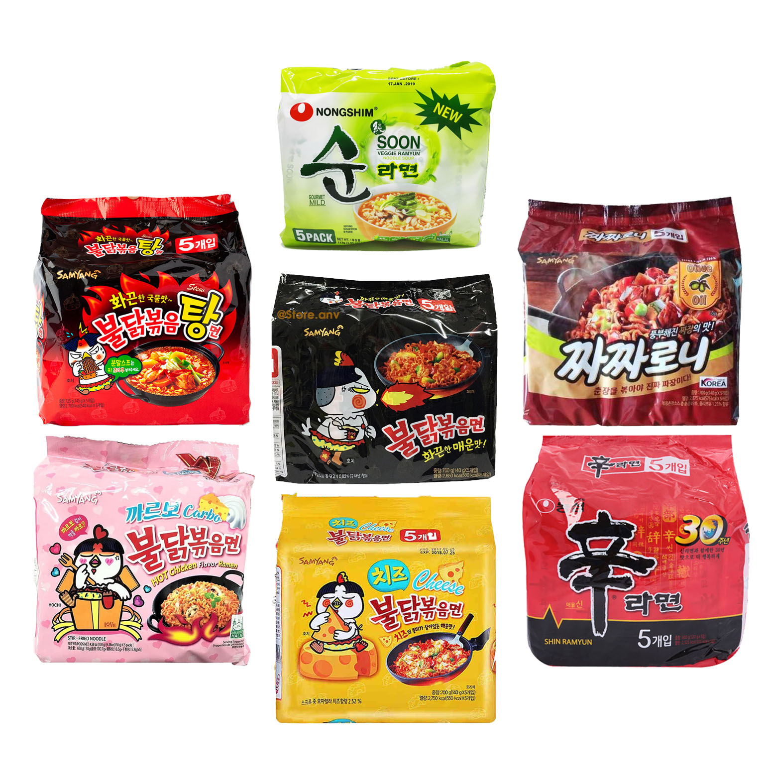 Mì cay Samyang Hàn Quốc đủ vị (140g) - Lốc 5