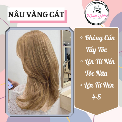 Thuốc Nhuộm Tóc Màu Nâu Vàng Cát [Tặng Kèm Oxy + Chụp Tóc + Găng Tay]