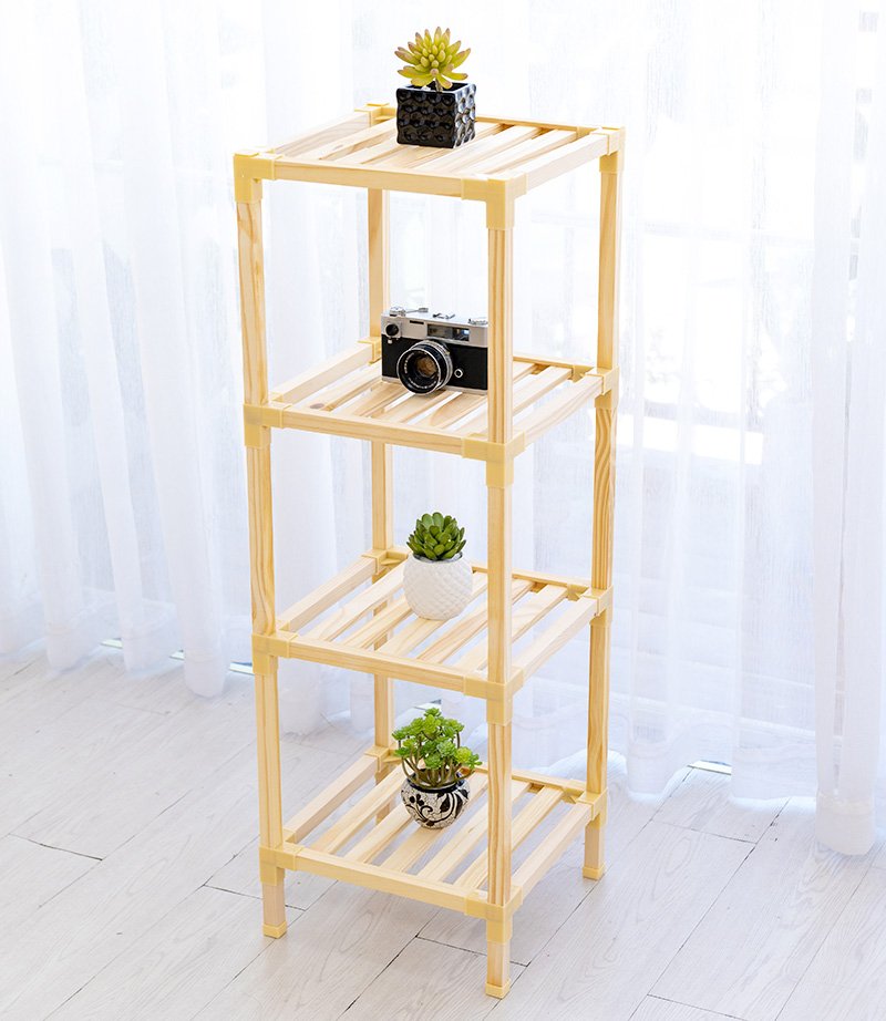 Kệ Gỗ vuông 4 tầng trang trí để chậu cây