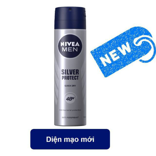Xịt  Ngăn Mùi NIVEA MEN Silver Protect Phân Tử Bạc Giảm 99.9% Vi Khuẩn Gây Mùi (150ml )