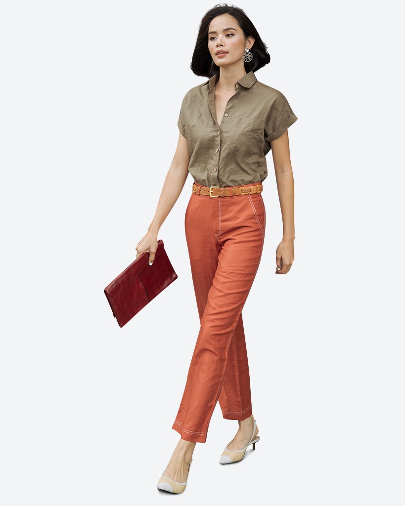 Áo Sơ Mi Nữ Linen Rêu Pride F2 SMW429