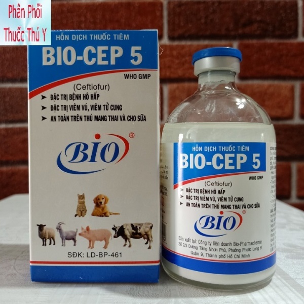Bio Cep 5 100ml - Đ-ặ-c t-r-ị bệnh hô hấp, viêm vú, viêm tử cung, an toàn trên thú mang thai và cho sữa