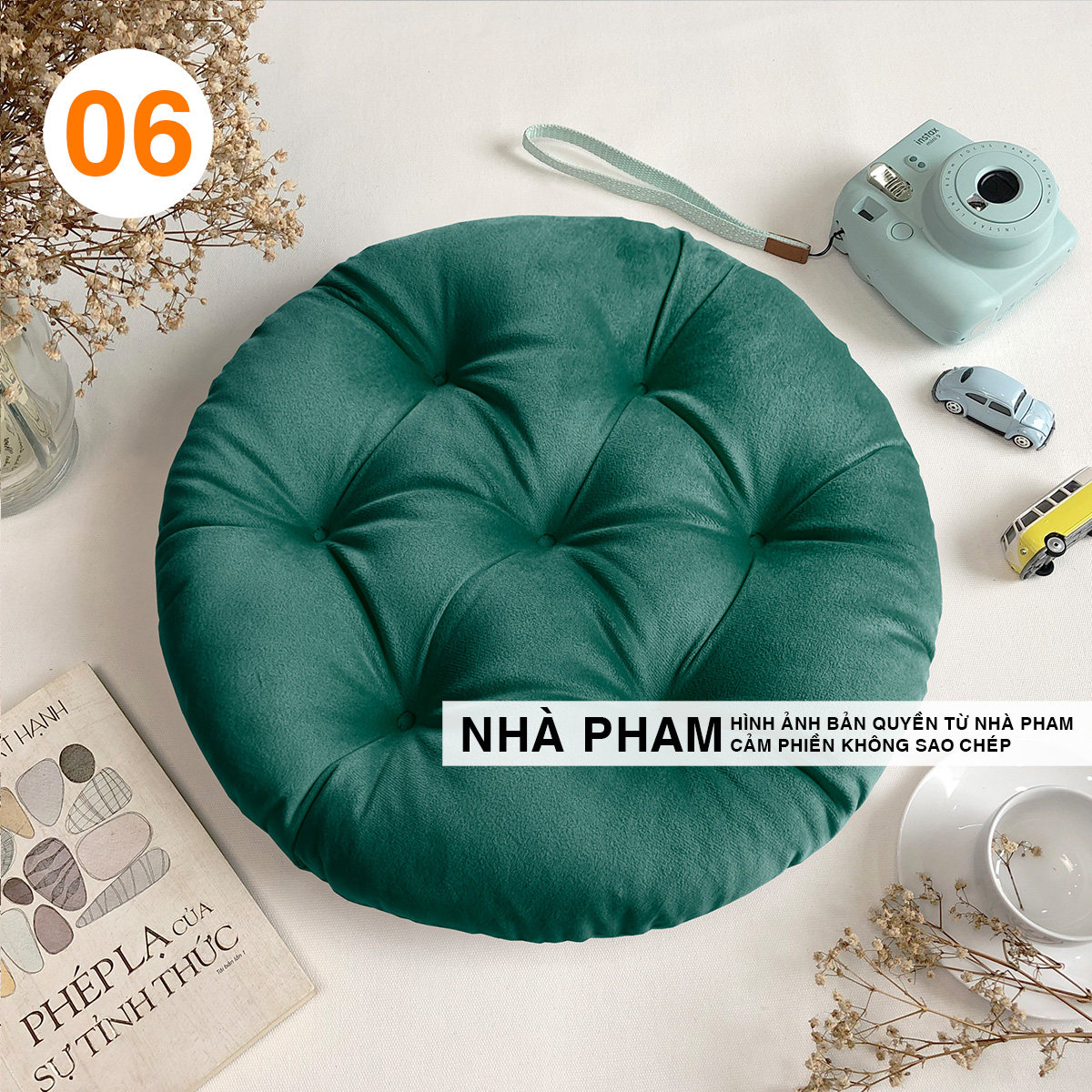 Đệm Tròn Ngồi Bệt Vải NHUNG (No1-20) (40,45,50cm)
