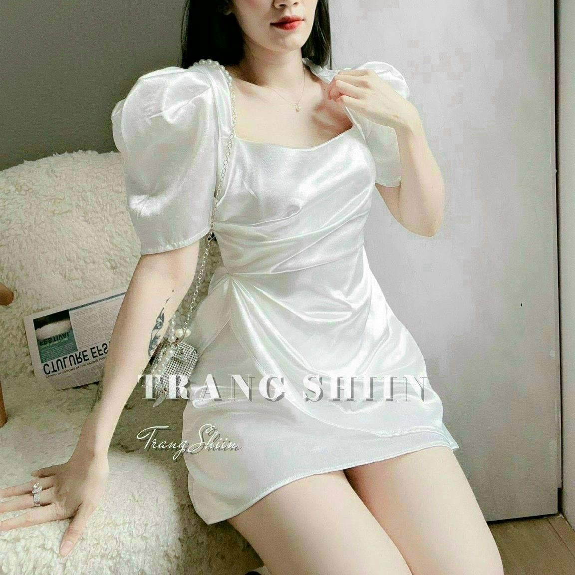 Đầm Bodycon Tay Phồng Nhúng Eo Sang Chảnh
