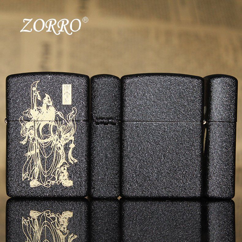 Bật lửa xăng đá vân đá cao cấp zorro  đen nhám