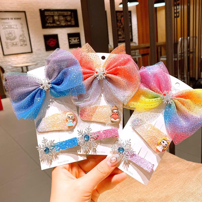 Set 3 Kẹp tóc công chúa Elsa cho bé gái cực Cute