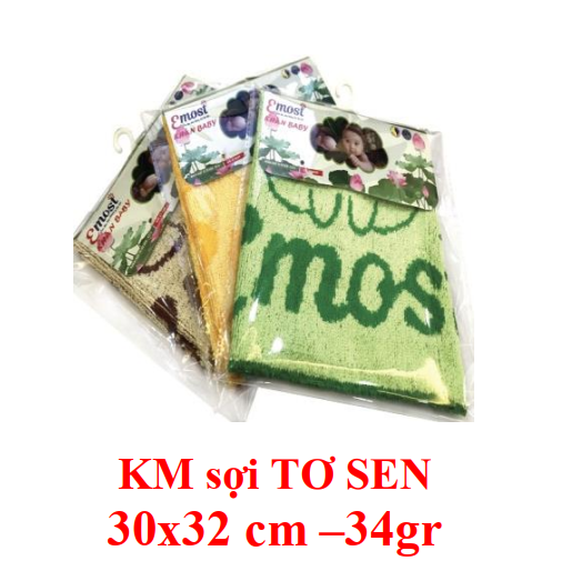 Khăn mặt em bé Emost sợi TƠ SEN 30x32 cm –34gr