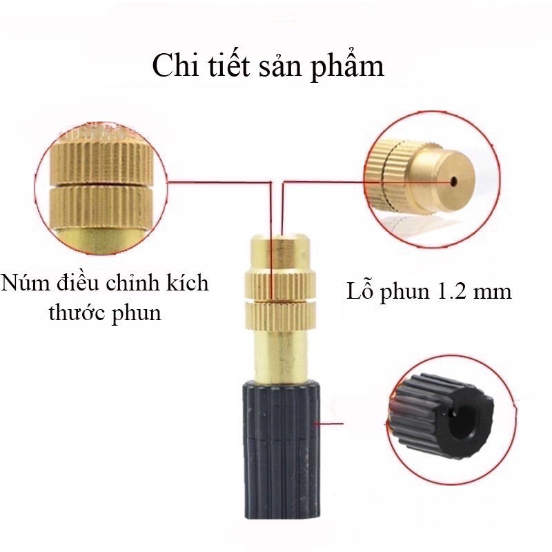 1 đầu Béc phun sương 1 cửa bằng đồng- chân tê 8mm
