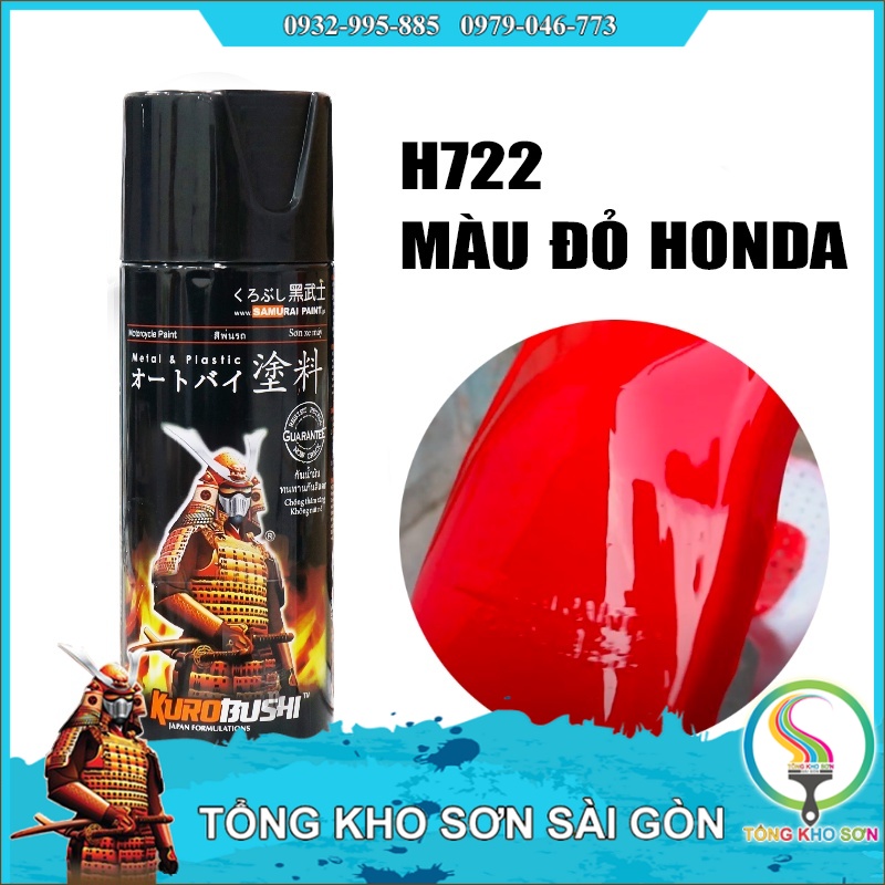Chai sơn xịt samurai màu đỏ honda h722