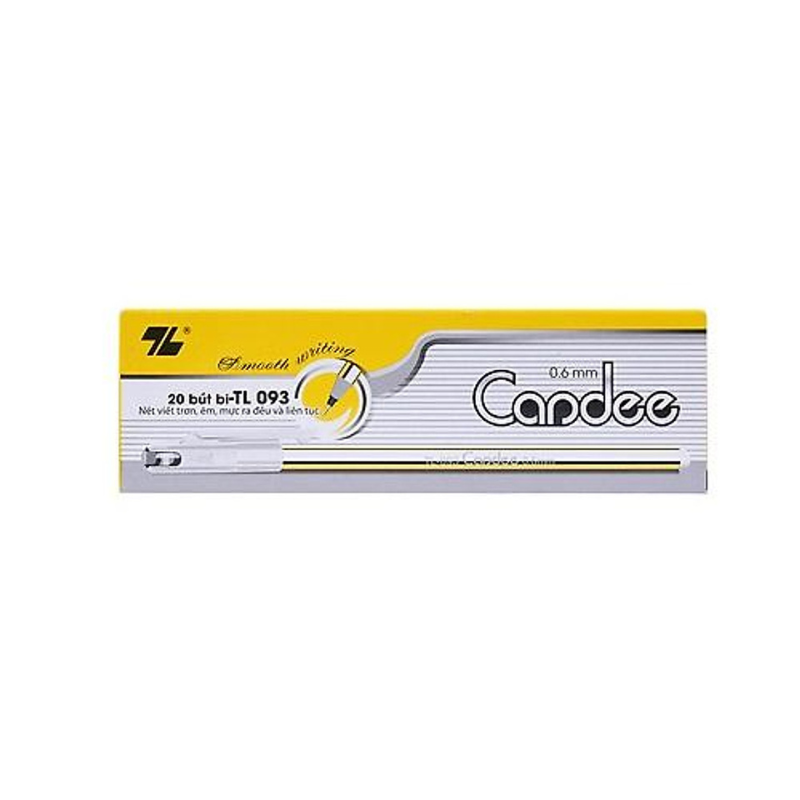 Hộp 20 chiếc bút bi nến candee thiên long tl 093 mực xanh đen