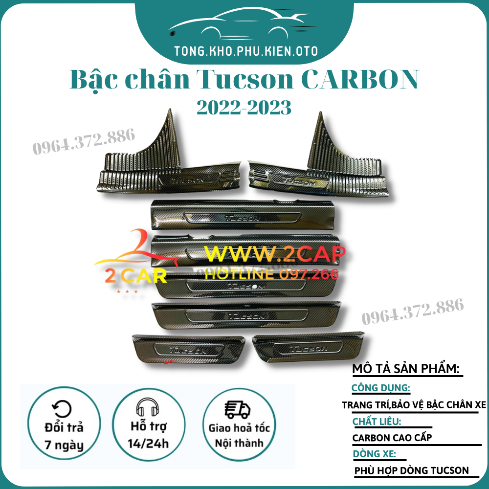 Ốp bậc cửa, nẹp bước chân carbon xe Hyundai Tucson 2022+