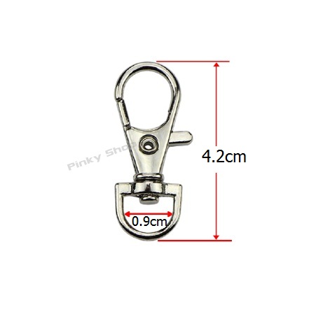 Móc càng cua, khóa càng cua 4.5cm màu bạc,  giá tốt làm phụ kiện balo túi xách Pinky Shop