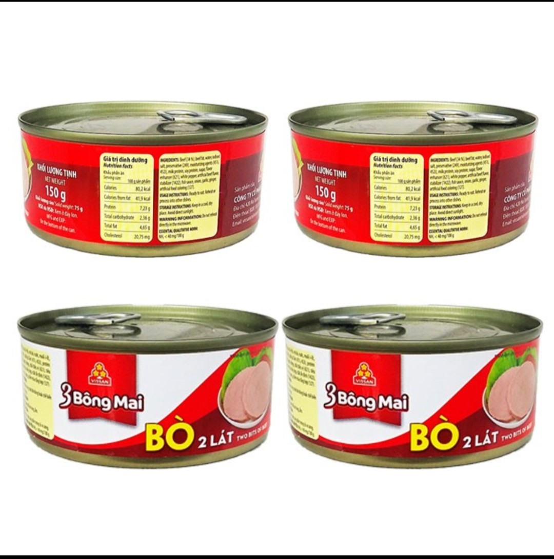 Combo 4 Bò 2 lát 3 Bông mai Vissan ( 4 Hộp x 150gr)