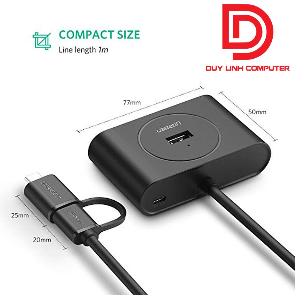Bộ chia USB 3.0 4 cổng + USB Type C Ugreen 40850 chính hãng