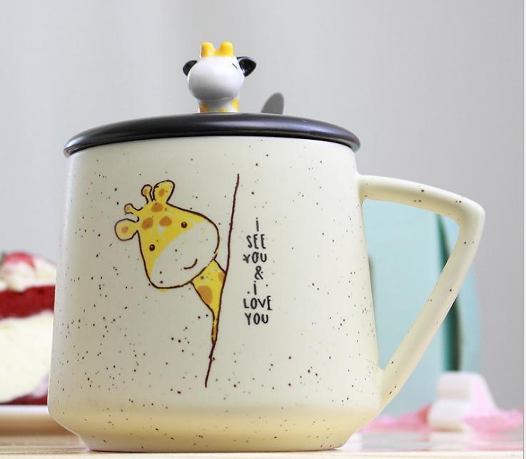 Ly sứ nắp Nai Hàn Quốc 500ML