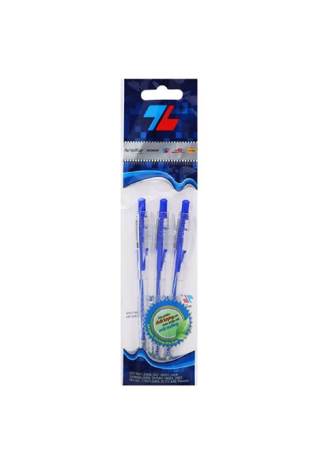 Bút bi tl-089 xanh vỉ 3 cây