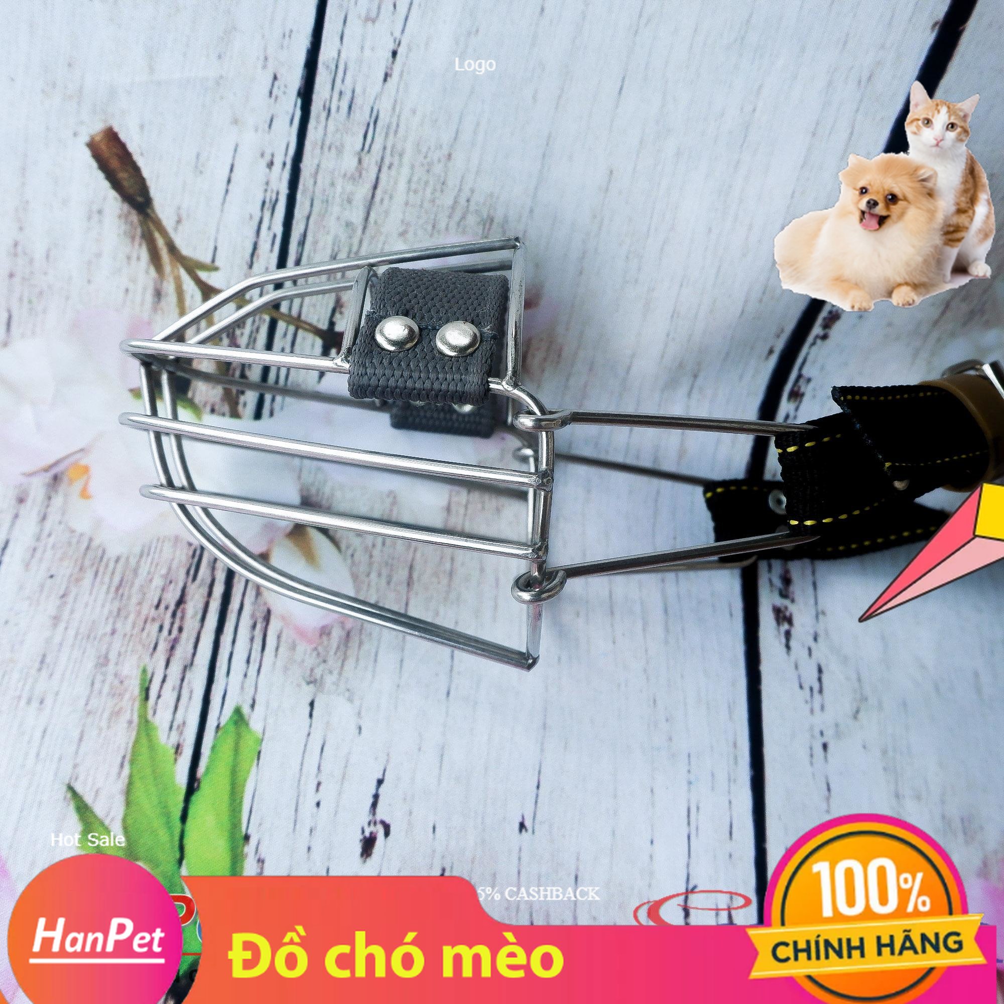 Hanpet - Rọ mõm cho chó - Rọ mõm inox - chó 10-15kg (size tiểu ) 375f