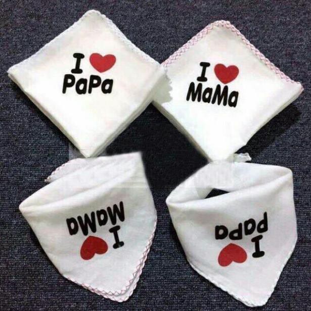 Set 10 khăn sữa I love mama, papa