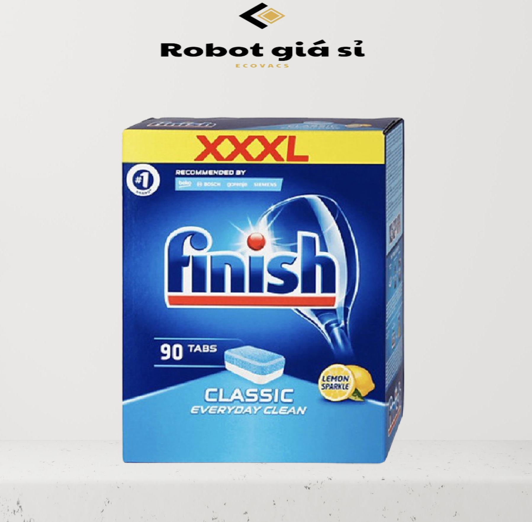 Viên rửa chén bát Finish Classic 90 viên - hương Chanh - chính hãng