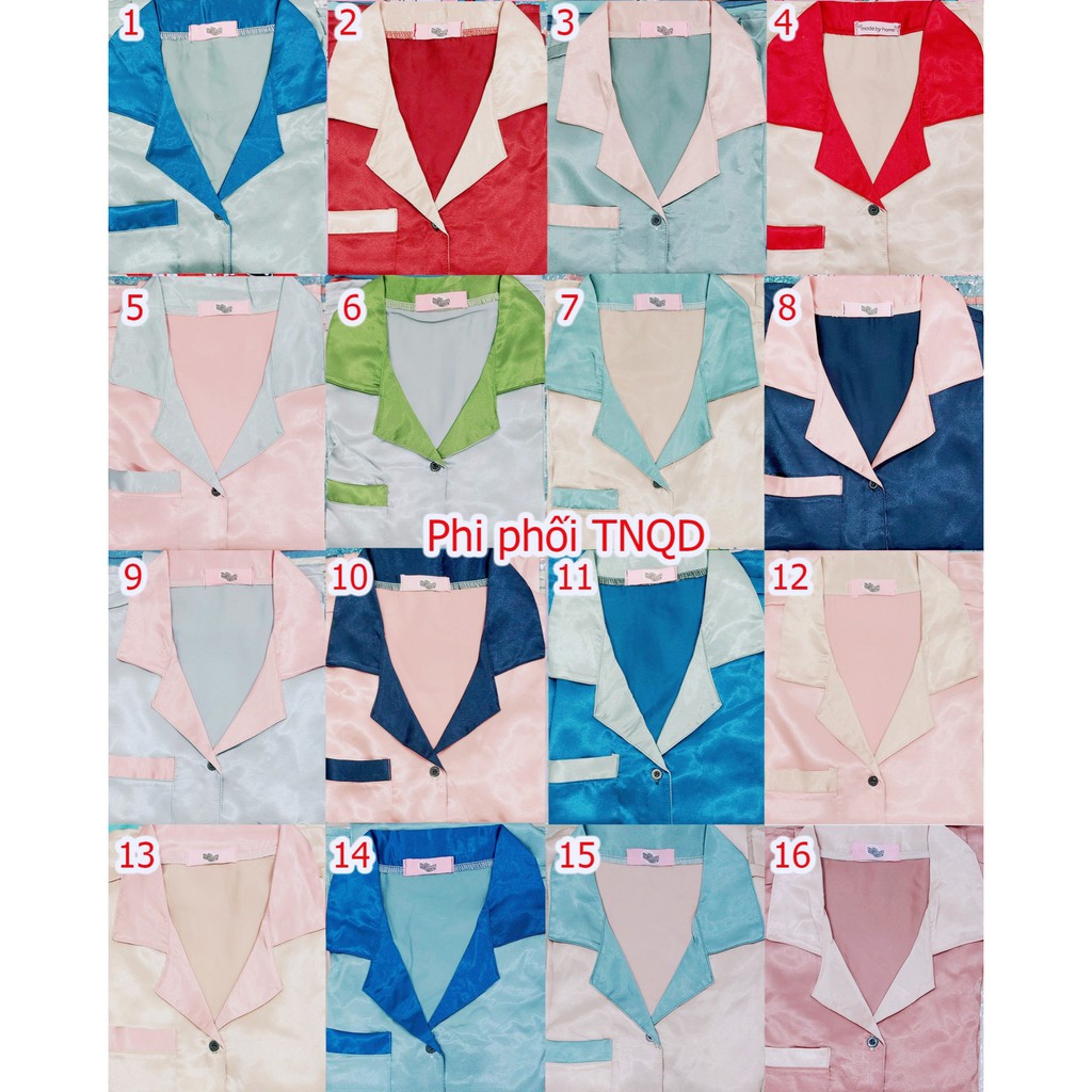 Set Pijama Phi Lụa Cao Cấp Tay Ngắn Quần Dài - 90111