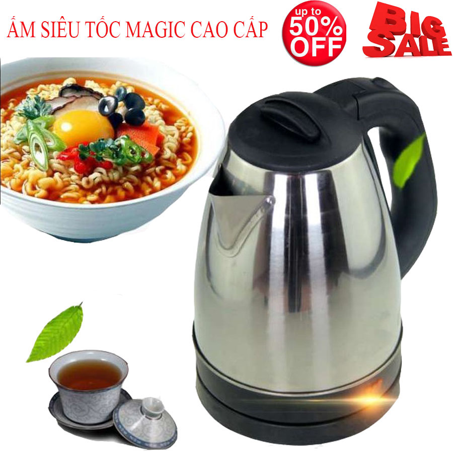 Ấm Đun Nước Siêu Tốc , Bình Đun Siêu Tốc 1500W dung tích 1.8L ruột inox chống gỉ set, bọc nhựa cách nhiệt, cách điện. Đun nhanh tiết kiệm điện