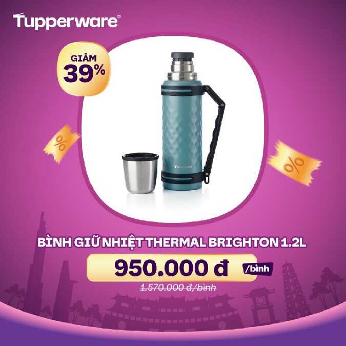 Bình Giữ Nhiệt Tupperware Thermal Brighton 1.2l