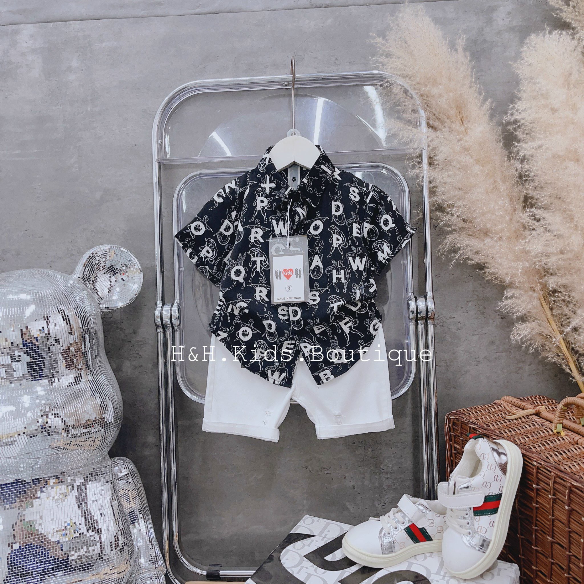 Bộ sơ mi lụa quần thô kaki mềm size đại cho bé từ 20-30kg