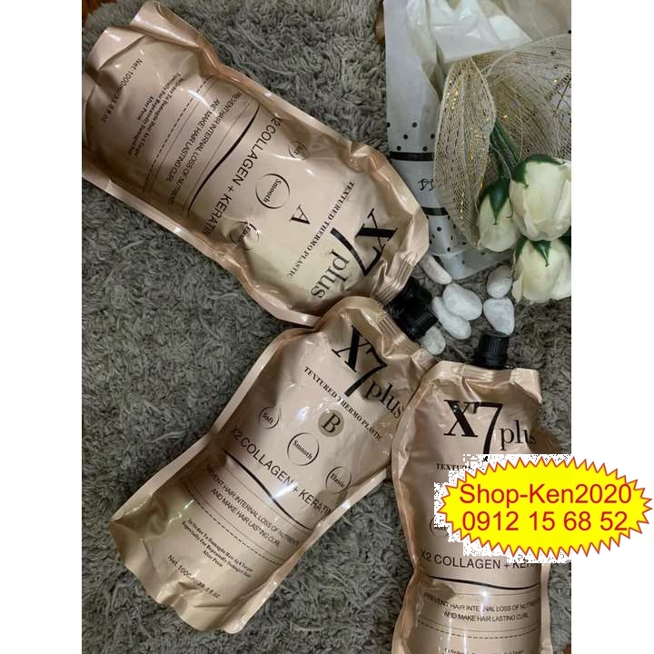[Combo] Uốn duỗi ép tóc X7 Plus Collagen Keratin 1000ml A-B-C