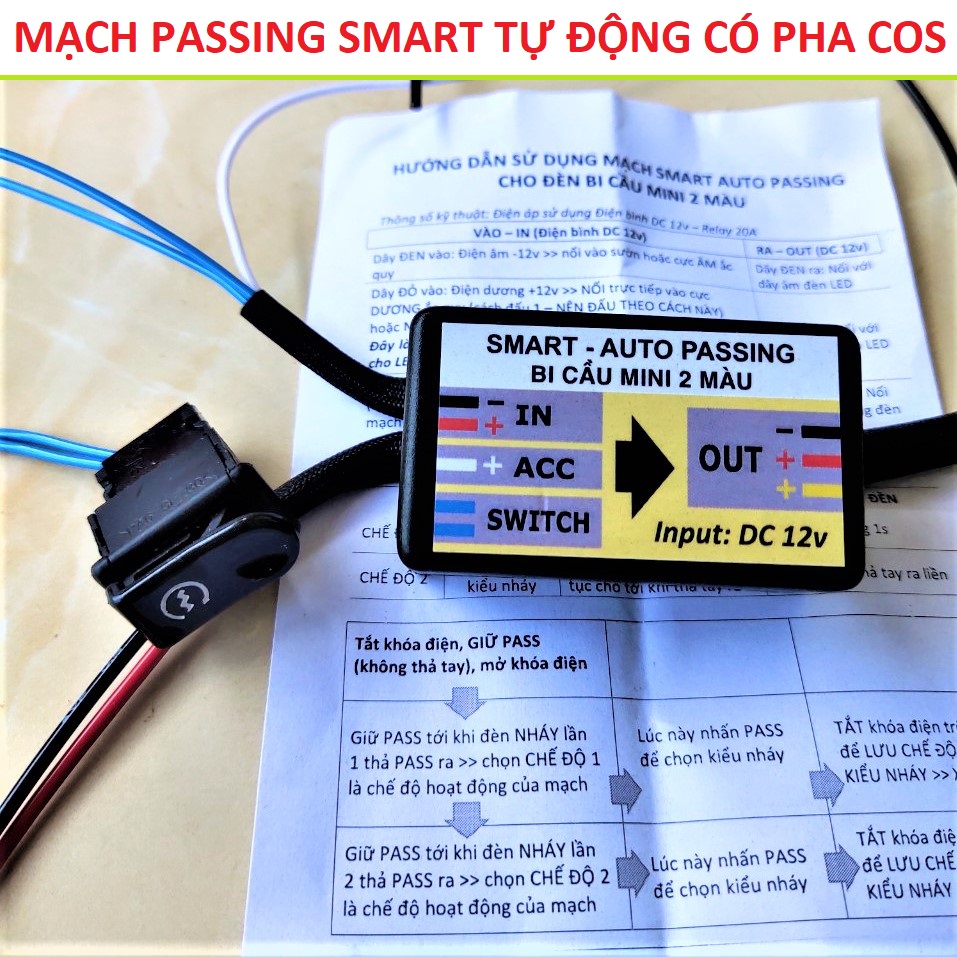 MẠCH PASSING 3S LOẠI 2 CHẾ ĐỘ PHA CỐT HÀNG XỊN , CÔNG TẮC ĐÈN XE MÁY PHA CÔT